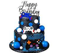 LaVenty Video Game Cupcake Toppers Headset Cake Decoration Waffle Paper Gaming Cake Decoration Video Game Birthday Cake Decoration for Baby Shower Boys Birthday Party Cake Decoration