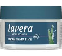 lavera Basic Sensitive Night Cream - Natural Cosmetics - Vegan - Organic Aloe Vera & Organic Almond Oil - Moisturising - Face Cream - Night Cream - Without Perfume - 1 x 50 ml