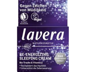 lavera Re-Energizing Sleeping Cream- night cream with organic grape & vitamin E- 5in1 over-night effect- revitalises & smooths complexion- combats signs of fatigue- natural cosmetics-vegan(1 x 50 ml)
