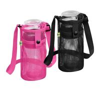 laveroar 2 Pcs Water Bottle Carrier, Black and Pink Adjustable Water Bottle with Strap, Lightweight Sling for Walking, Hiking, Camping, Travelling, Exercise