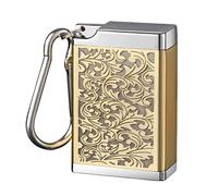 Laveroar Portable Ashtray, Metal Smell Proof Pocket Ashtray For Cigarettes With Key Chain, Mini Portable Cigarette Butt Box For Travelling And Outdoor Use (Gold)
