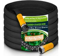 LAVEVE 44FT Flat Soaker Hose for Garden, Upgraded Heavy Duty Double-Layer Drip Irrigation Hose, Flexible Water-Saving Soaker Hose for Garden Beds, Lawns, Vegetable Gardens and Flower Beds