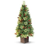 LAVEVE Christmas Tree Outdoor 4 FT with Vintage Potted Base, Small Artificial Christmas Tree for Christmas Decorations Indoor, Porch Christmas Trees Set of 1