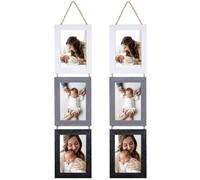 Lavezee 5x7 Collage Picture Frames for Wall Hanging, 6 Opening Triple Vertical Frame Made to Display 7 x 5 Inch Photo Print, Assorted Colors