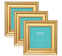 LaVie Home 5x5 Picture Frames (3 Pack, Gold) Square Photo Frame Set with High Definition Glass for Wall Mount & Table Top Display
