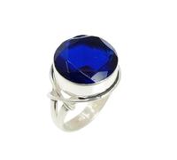Lavie Jewelz 925 Silver Blue Sapphire Gemstone Ring for Women | 925 Sterling Silver Handmade Jewelry | September Birthstone Ring | Healing Crystal Boho Statement Jewelry (Blue Sapphire, 8)
