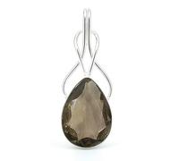 Lavie Jewelz 925 Sterling Silver Amethyst Gemstone Pendant - Elegant Teardrop Design Handmade Pendant - Oxidized Jewelry for Women (Smoky Quartz)
