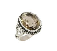 Lavie Jewelz 925 Sterling Silver Garnet Ring - Handmade Oval Cut Red Gemstone Jewelry - January Birthstone Ring - Boho Cocktail Jewelry for Women (Smoky, Z)