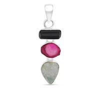 Lavie Jewelz 925 Sterling Silver Pendant Handmade Gemstone Pendant Natural Multi Gemstone Pendants for women Girls - Unique Pendants Gift Special Day's (Style 6)