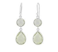 Lavie Jewelz 925 Sterling Silver Ruby Drop Earrings for Women - Dangle Teardrop & Round Cut Gemstone Earrings - Handmade Lightweight Hook Earrings - Birthstone Jewelry Gift for Her (Green Amethyst)
