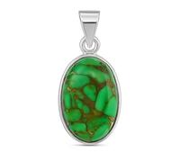 Lavie Jewelz 925 Sterling Silver Turquoise Pendant for Women - Oval Gemstone Jewelry, Bohemian Healing Crystal Handmade Statement Pendant - Light Weight Silver Jewelry Daily & Casual Wear (Texture-D)