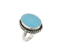 Lavie Jewelz Amethyst Gemstone Ring for Women, 925 Sterling Silver Handmade Jewelry, February Birthstone Ring Healing Crystal Fashion Statement Oxidized Jewelry (Chalcedony, M)