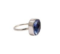 Lavie Jewelz Cushion Cut Garnet Gemstone Ring Handmade 925 Solid Sterling Silver January Birthstone Ring, Cocktail Jewelry for Women (Iolite, I)