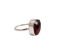 Lavie Jewelz Cushion Cut Garnet Gemstone Ring Handmade 925 Solid Sterling Silver January Birthstone Ring, Cocktail Jewelry for Women (Garnet, T)