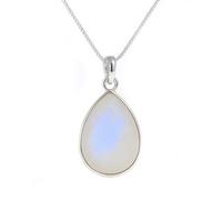 Lavie Jewelz Lightweight Silver Pendant Neckalce 925 Sterling Silver Pendant With 18-inches Cuban Link Chain Gift for Women Girls (Rainbow Moonstone)