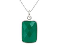 Lavie Jewelz Lightweight Silver Pendant Neckalce 925 Sterling Silver Pendant With 18-inches Cuban Link Chain Gift for Women Girls (Green Onyx)