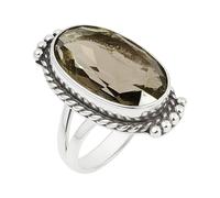 Lavie Jewelz Natural Smoky Quartz Gemstone Ring, 925 Sterling Silver Ring, Handmade Oxidized Fashion Jewelry Gift for Women (Smoky Quartz, 9)