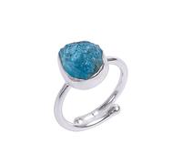 Lavie Jewelz Sky Apatite Natural Raw Gemstone Ring, 925 Sterling Silver Ring for Her, Handmade Stackable Ring (R 1/2)