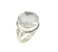 Lavie Jewelz Solid Sterling Silver Garnet Ring for Women | Round Cut Red Gemstone 925 Sterling Silver Jewelry| Handmade January Birthstone Ring (Opalite, V)
