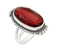Lavie Jewelz Vintage Oxidized Garnet Ring for Women Oval Cut Gemstone 925 Sterling Silver Ring Handmade January Birthstone Jewelry (Garnet, 9)