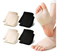 LAVIENTOES Women's Open Split Toe Cotton Liner Socks - Breathable No Show Toppers for Mules Sandals Open Toe Shoes 4 Pairs, 2 Tan, 2 Black, One size