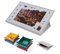 Lavievert 1000 Piece Tilting Puzzle Board with 2-in-1 Stand & Cover, Adjustable Felt Mat Boards with 6 Colored Sorting Trays, Lightweight Portable Jigsaw Puzzle Table with Non-Slip Surface for Adult