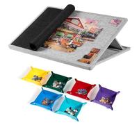 Lavievert 1000 Piece Tilting Puzzle Board with 6 Colored Sorting Trays & Cover, Lightweight Felt Mat Storage with 3 Adjustable Stand, Portable Jigsaw Puzzle Table with Non-Slip Surface for Adults