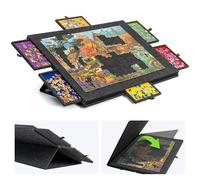 Lavievert 1500 Piece Tilting Puzzle Board Age 12+ with 2-in-1 Designed Stand & Cover, Lightweight Puzzle Plateau with 6 Drawers, Portable Jigsaw Table for Adults, Felt Jigsaw Storage - Dark Gray