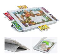 Lavievert 1500 Piece Tilting Puzzle Board with 2-in-1 Designed Stand & Cover, Lightweight Puzzle Plateau with 6 Drawers, Portable Jigsaw Table for Adults, Felt Jigsaw Storage - Light Gray