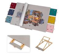 Lavievert 1500 Pieces Tilting Puzzle Board with 6 Drawers & Cover, Adjustable Jigsaw Game Boards with Stand for Adults, Portable Puzzle Table with Whole Flannel Covered - Gray
