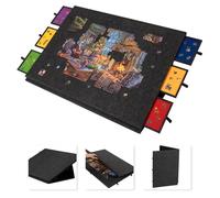 Lavievert 2000 Piece Tilting Puzzle Table with 2-in-1 Jigsaw Stand & Cover, Lightweight Felt Puzzle Storage with 6 Colored Drawers, Portable Jigsaw Board for Adults - Dark Gray