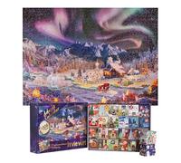 Lavievert Advent Calendar 2024 Christmas Jigsaw Puzzles, Aurora on Snowy Night Holiday Puzzle, 24-Day 1008 Pieces Puzzle Countdown to Christmas, Christmas Home Decor Family Gifts for Adults & Kids