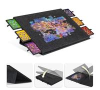 LAVIEVERT Foldable Jigsaw Puzzle Board with 2-in-1 Stand & Cover, Tilting Jigsaw Table with 6 Drawers, Lightweight Felt Puzzle Boards Portable Game Storage Saver 2000 Pieces- Dark Gray