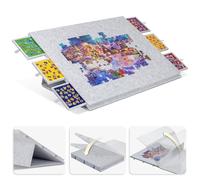 Lavievert Foldable Jigsaw Puzzle Board with 2-in-1 Stand & Cover, Tilting Jigsaw Table with 6 Drawers, Lightweight Felt Puzzle Boards Portable Game Storage Saver 2000 Pieces - Light Gray