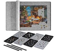 Lavievert Jigsaw Puzzle Board with 8 Jigsaw Sorter Trays & Cover, Portable Puzzle Roll Up Mat, Lightweight Jigsaw Puzzle Table, Puzzle Boards and Storage holder for Up to 1500 Pieces - Light Gray