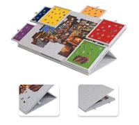 Lavievert Tilting Jigsaw Puzzle Board with 2-in-1 Stand & Cover, Lightweight Felt Puzzle Boards with 6 Colored Drawers for Adults, Portable Jigsaw Table for Up to 1500 Pieces - Light Gray