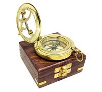 LAVILLA DECORE Handmade Antique Brass Sundial Compass - Sun Clock - Unique Anniversary & Wedding Gift - Luxurious Brass Gold Finish - Includes Gift Card, Small, LVLD01