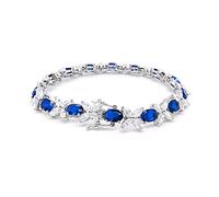 LAVINA Fancy Marquise-Cut Flower Tennis Earring/Necklace/Bracelet For Bridal Wedding Birthdaywife Gifts Christmas (Bracelet - Blue)