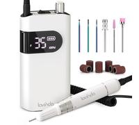Lavinda Professional Nail Drill Machine, 35000RPM Electric Nail File Cordless Rechargeable Nail Efile for Acrylic Gel Nails, Manicure Pedicure Polishing Shape Tools for Salon Home Use-White