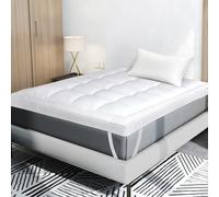 Lavio 10cm Extra Thick Mattress Topper Orthopaedic Memory Foam Feel,Anti-Allergy Quilted Cover,Removable & Machine Washable,Non-Slip Base,Ideal for Beds,Campervans & RVs (190x90cm)