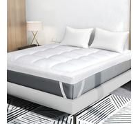 Lavio 10cm Extra Thick Mattress Topper Orthopaedic Memory Foam Feel,Anti-Allergy Quilted Cover,Removable & Machine Washable,Non-Slip Base,Ideal for Beds,Campervans & RVs(190x150cm)