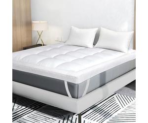 Lavio 10cm Extra Thick Mattress Topper Orthopaedic Memory Foam Feel,Anti-Allergy Quilted Cover,Removable & Machine Washable,Non-Slip Base,Ideal for Beds,Campervans & RVs (190x150)