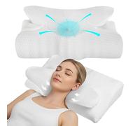 Lavio Cervical Memory Foam Pillow for Neck Pain, Orthopedic Neck Pillow Ergonomic Head Neck Support Pillow for Side, Back & Stomach Sleepers with Removable Cover (White)
