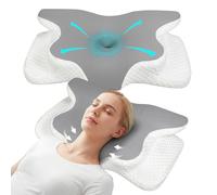 Lavio Cervical Memory Foam Pillow for Neck Pain Relief, Ergonomic Orthopedic Pillow for Side, Back & Stomach Sleepers, Adjustable Height Neck Support Pillow with Breathable Removable Cover (Grey)