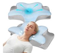 Lavio Cervical Memory Foam Pillow for Neck Pain Relief, Ergonomic Orthopedic Pillow for Side, Back & Stomach Sleepers, Adjustable Height Neck Support Pillow with Breathable Removable Cover (Blue)