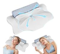 Lavio Orthopedic Cervical Pillow - Ergonomic Memory Foam Neck Support Pillow with Patented Side Wings & Support Rod, Dual Height, Cooling Removable Cover for Side/Back/Stomach Sleepers