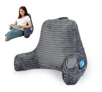 Lavio Plush Reading Bed Rest Pillow with Wrist Support for Sofa, Back Support Memory Foam Bed Rest Gaming Cushion with Arm Rest, Side Storage Pockets, Grey