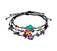 LAVIP Adjustable Cord Bracelet with Colorful Beads, Stone Accents, and Turtle/Flower Charm, Boho Hawaiian Style, M, Wax Rope, no gemstone