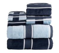 Lavish Home 100% Cotton Oakville Velour 6 Piece Towel Set-Navy
