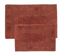 Lavish Home Bathroom Rugs - 2 - Piece Cotton Bathroom Mat Set - Machine Washable Bath Mats for Bathroom, Kitchen, or Laundry Room (Brick)